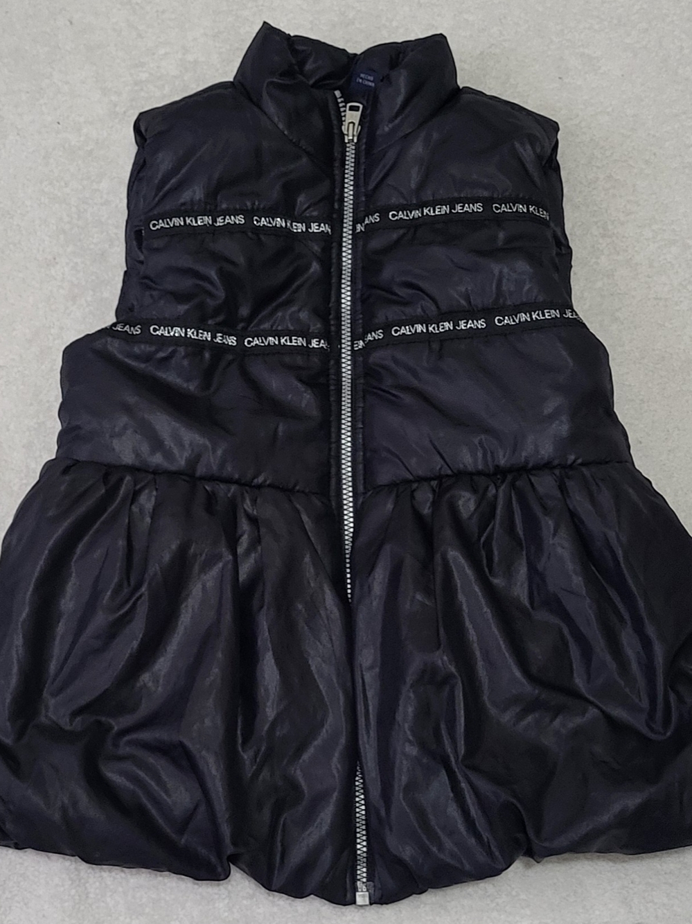 Calvin Klein Jeans Girl's Size 5 Black Quilted Peplum Puffer Vest
